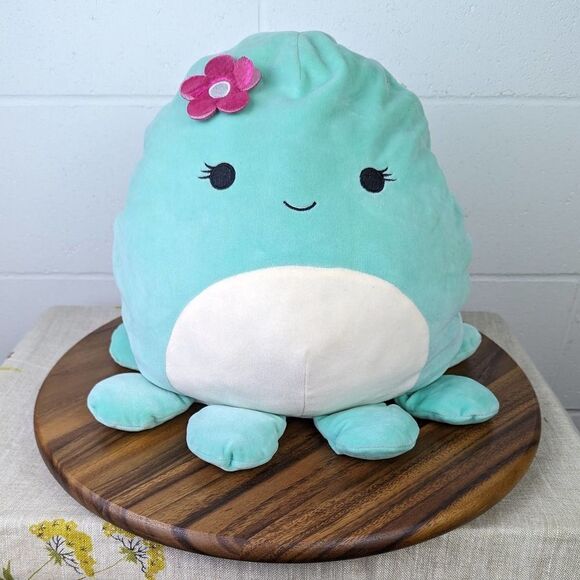 Squishmallow Olina the Octopus Teal with Pink Flower 11" - Picture 1 of 6